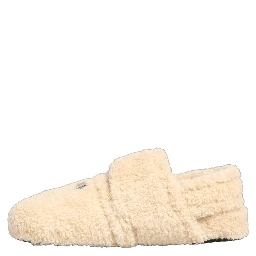 Beige Faux Fur Flats Men Slides Sandals Shoes