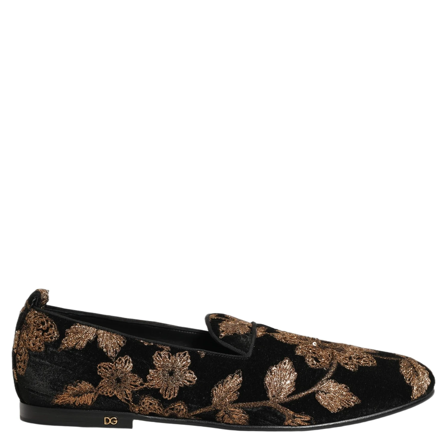 Black Floral Jacquard Dress Loafers Shoes