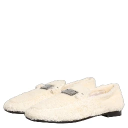 White Fur Shearling Men Dress Loafers Shoes