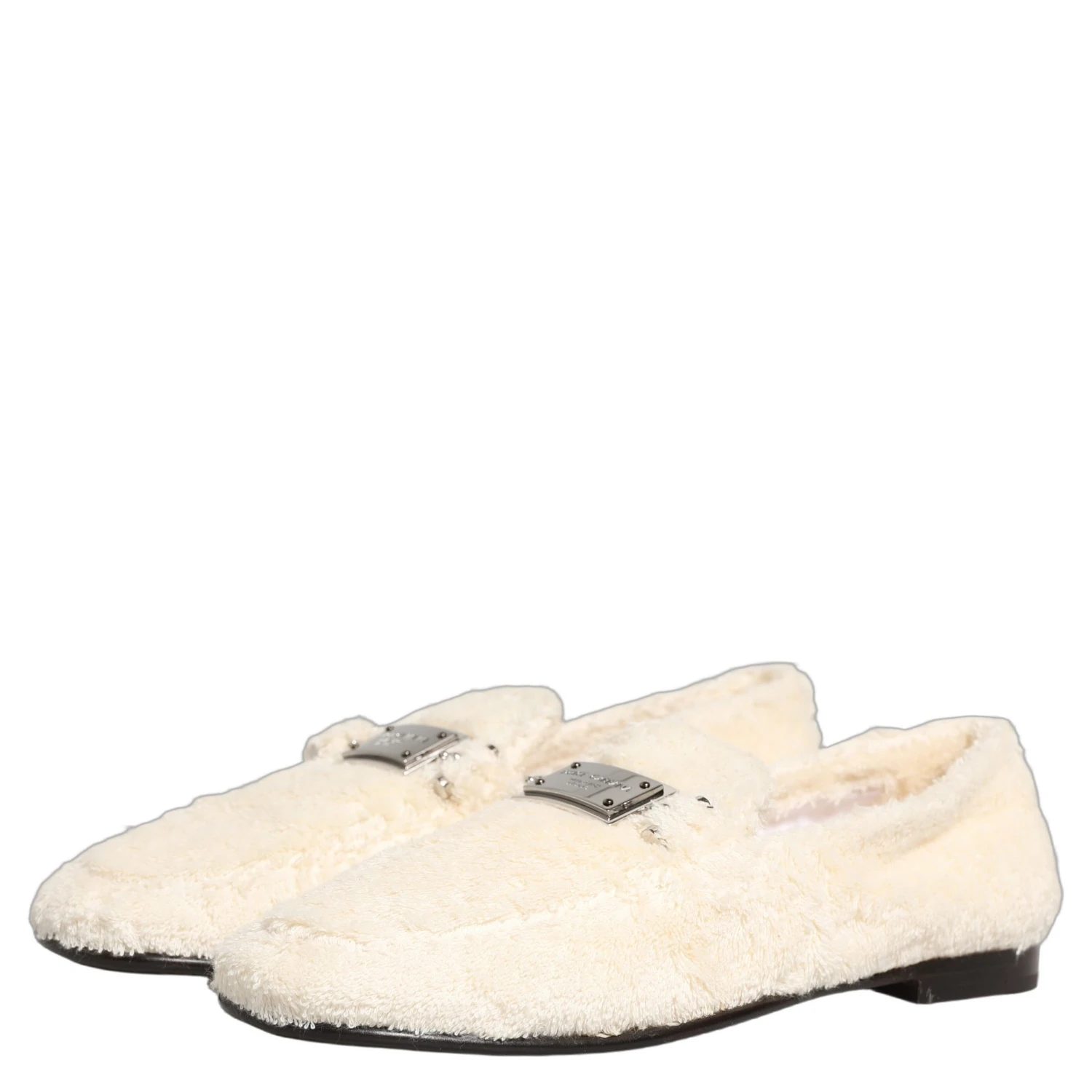 White Fur Shearling Men Dress Loafers Shoes