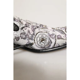 White Sequined Formal Slip On Loafers Shoes