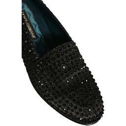 Black Rhinestone Embellished Loafers Shoes