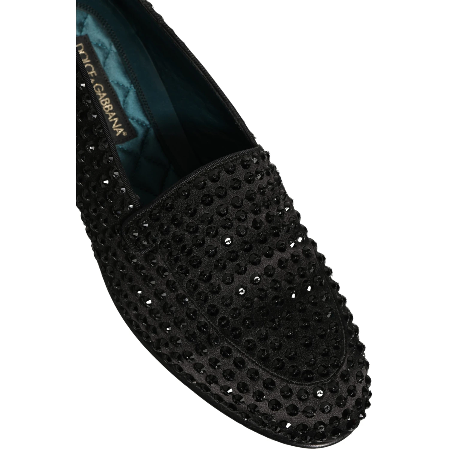 Black Rhinestone Embellished Loafers Shoes
