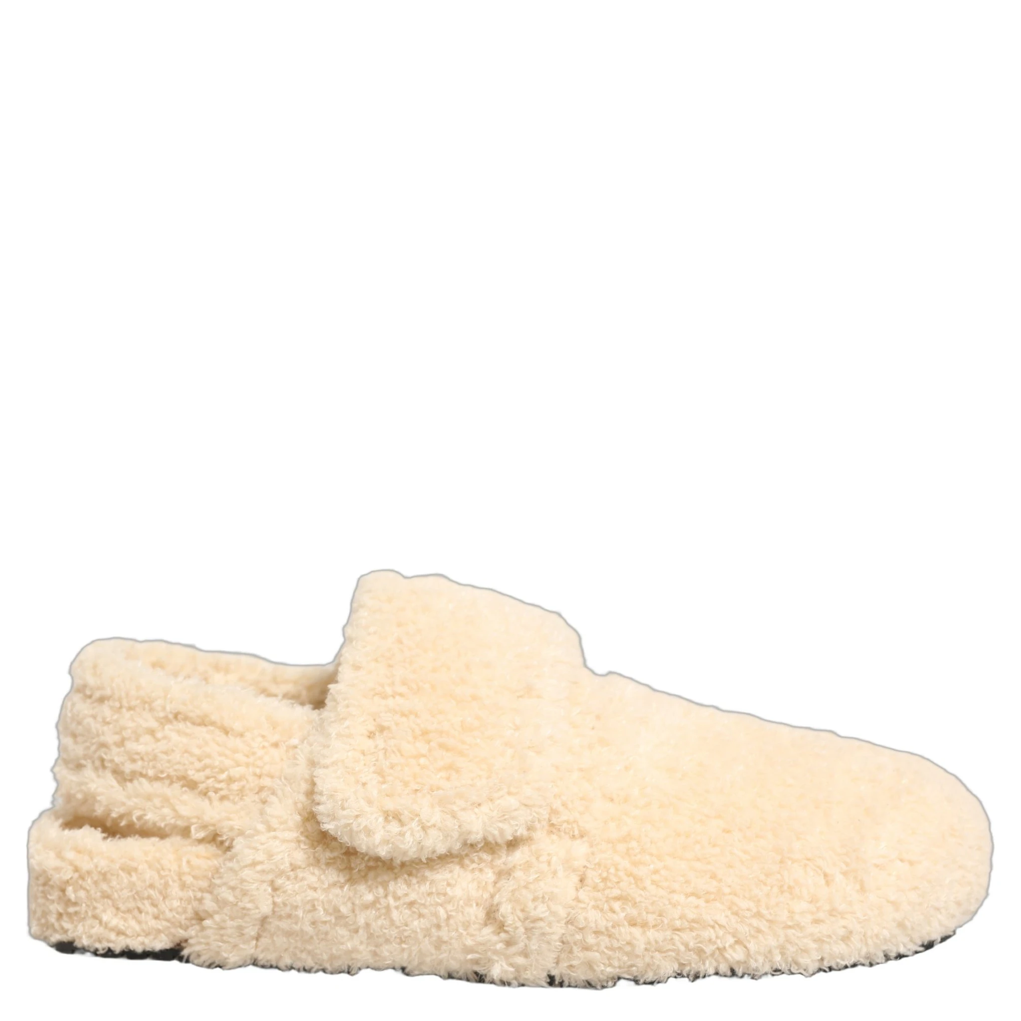 Beige Faux Fur Flats Men Slides Sandals Shoes