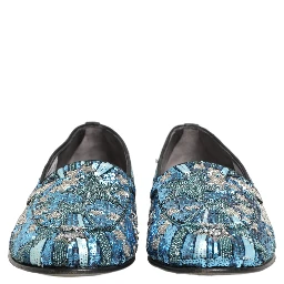 Multicolor Embroidered Sequin Loafers Shoes