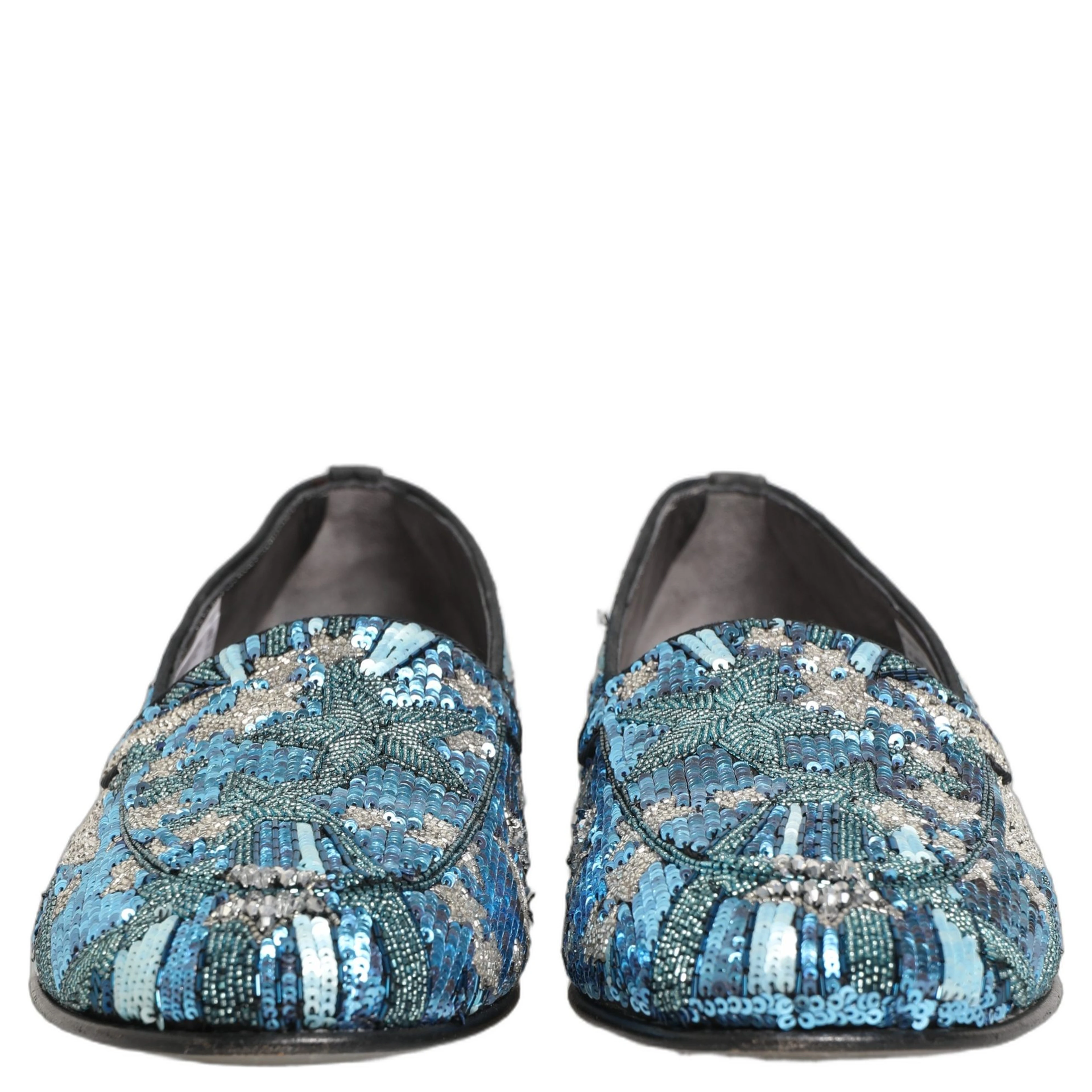 Multicolor Embroidered Sequin Loafers Shoes