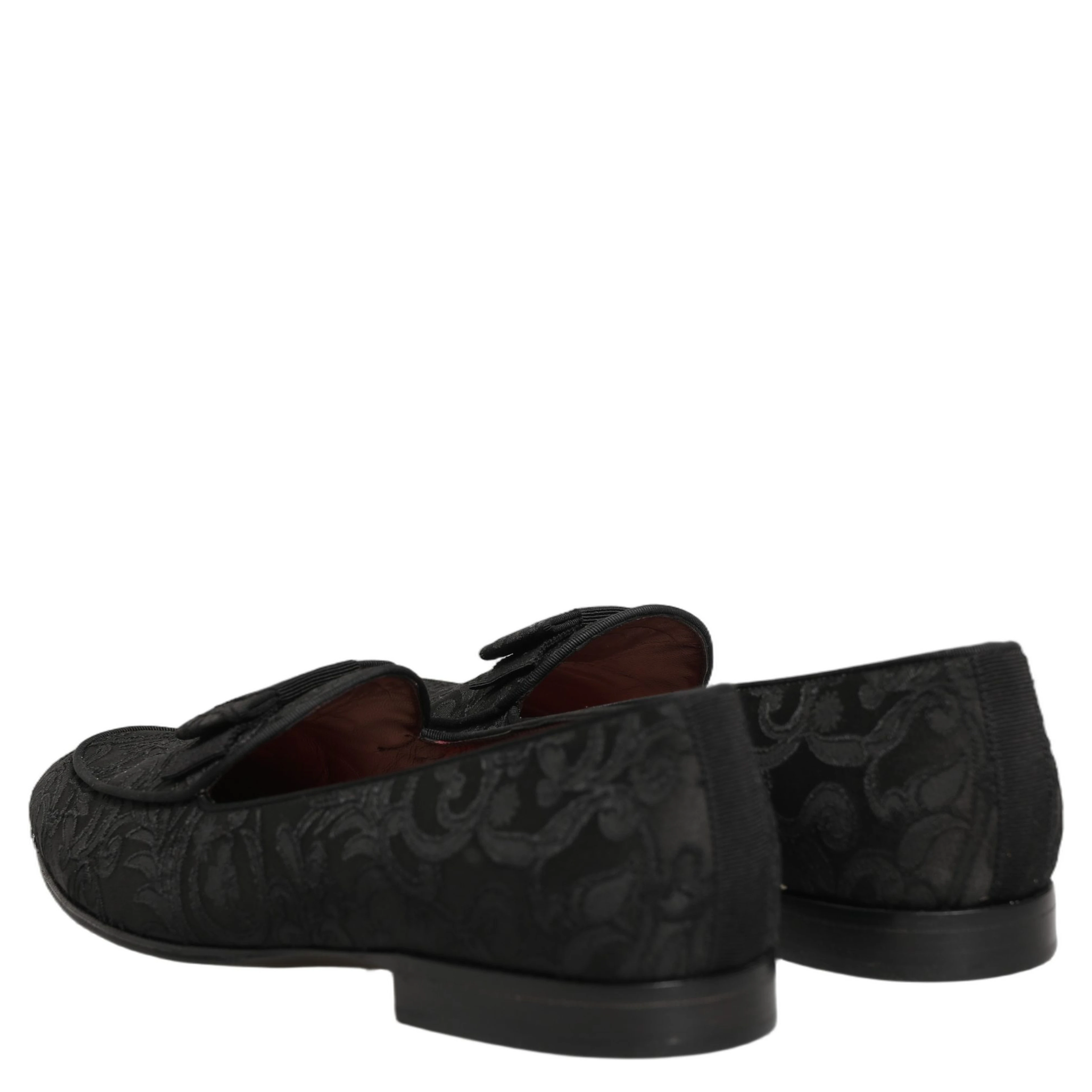 Black Floral Brocade Men Dress Loafers Shoes