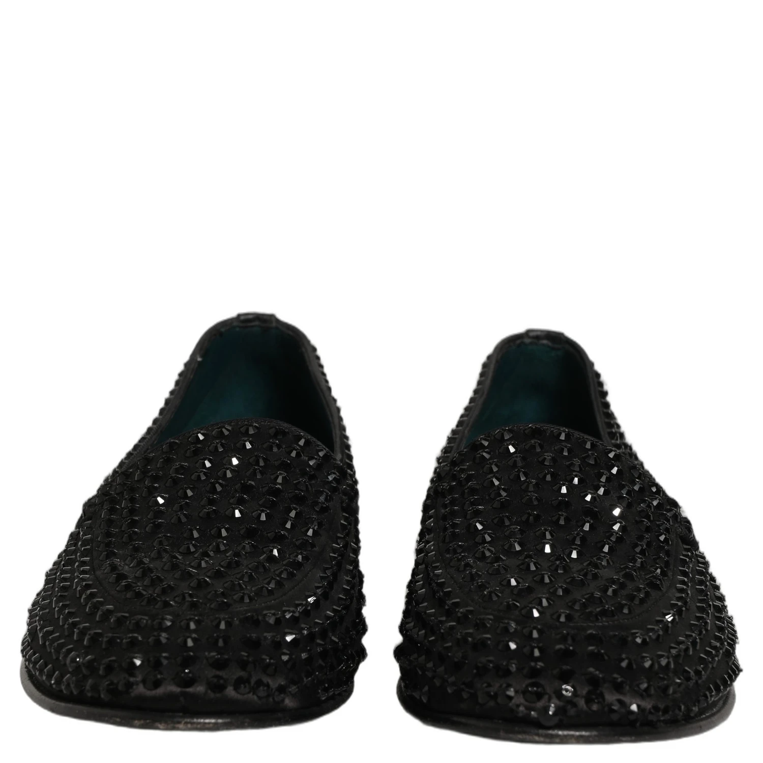 Black Rhinestone Embellished Loafers Shoes