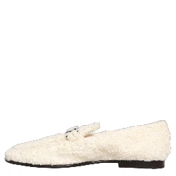 White Fur Shearling Men Dress Loafers Shoes