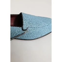 Blue Woven Men Slip On Dress Loafers Shoes