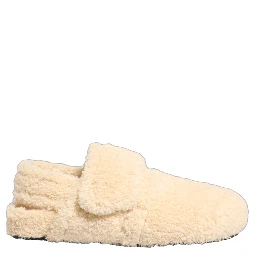 Beige Faux Fur Flats Men Slides Sandals Shoes