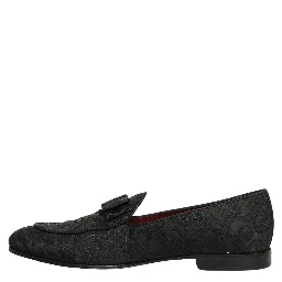 Black Floral Brocade Men Dress Loafers Shoes