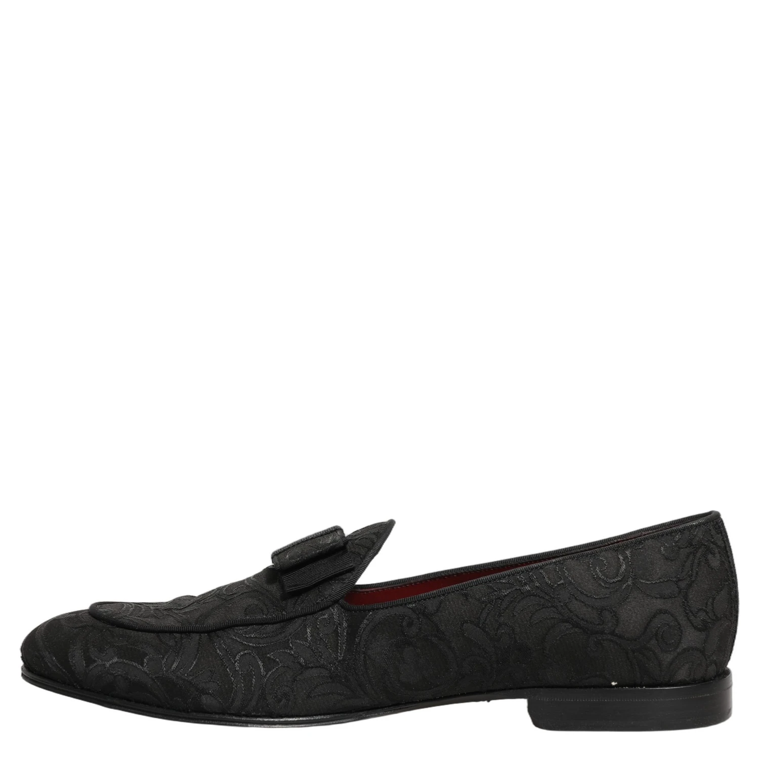 Black Floral Brocade Men Dress Loafers Shoes