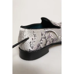 White Sequined Formal Slip On Loafers Shoes