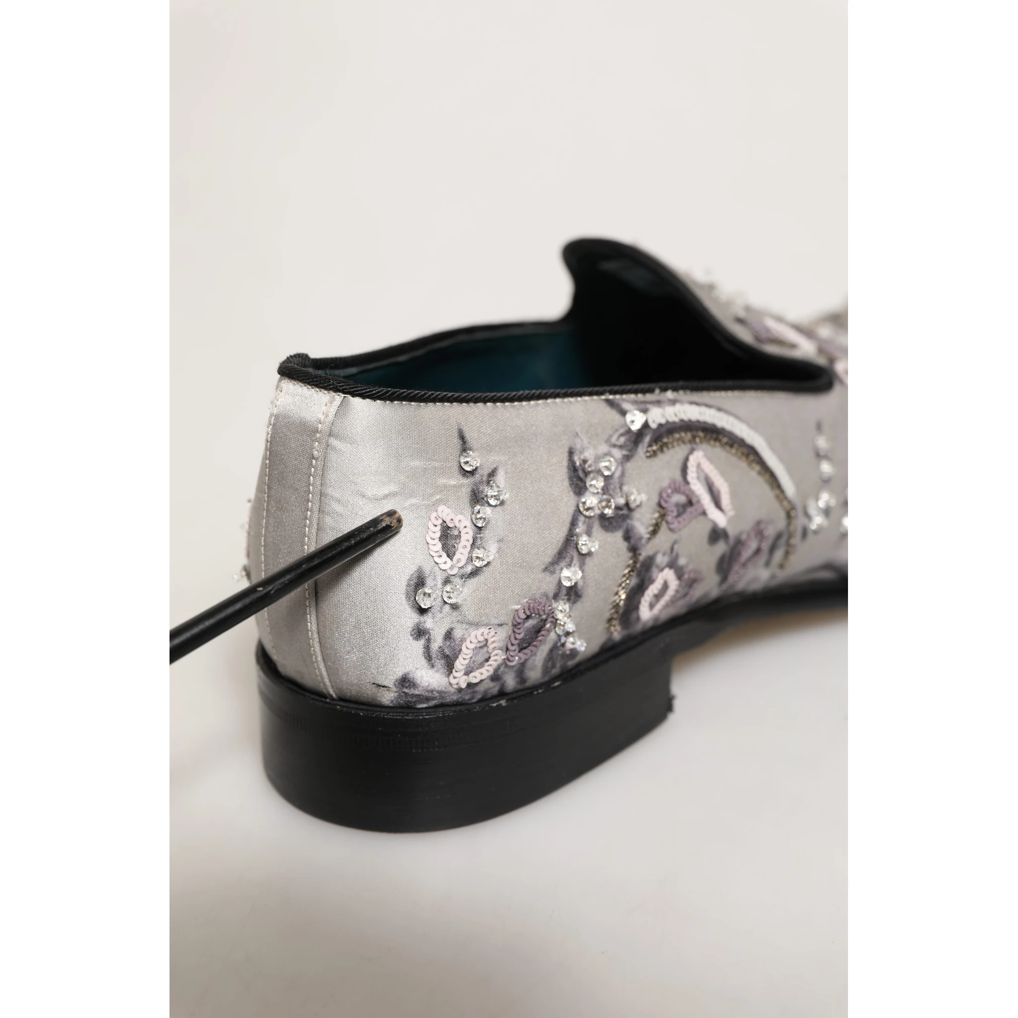 White Sequined Formal Slip On Loafers Shoes