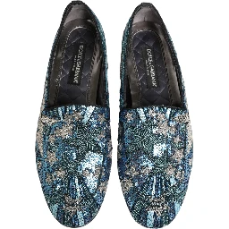 Multicolor Embroidered Sequin Loafers Shoes