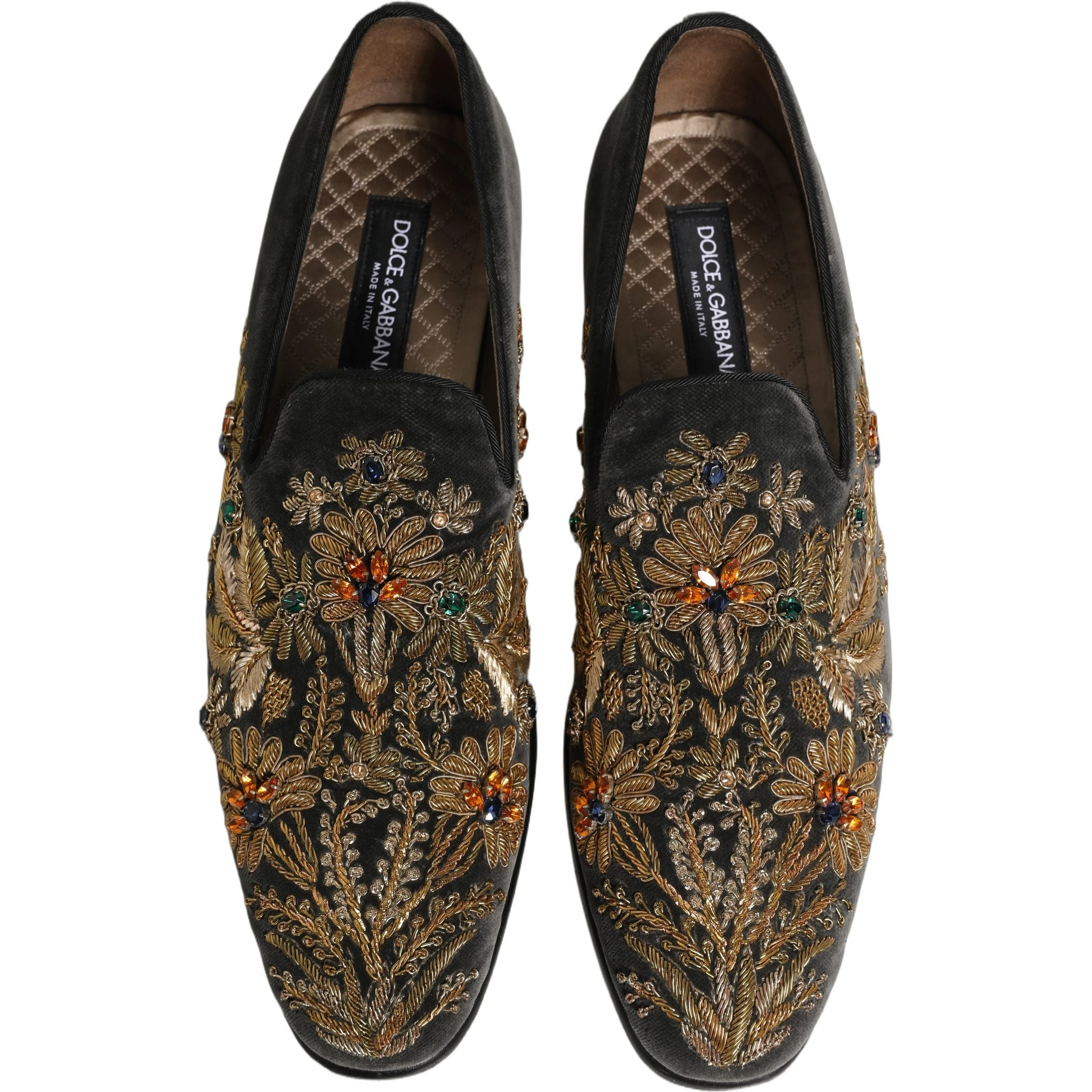 Black Velvet Embellished Dress Loafers Shoes