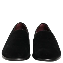 Black Velvet Cotton Loafers Formal Dress Shoes