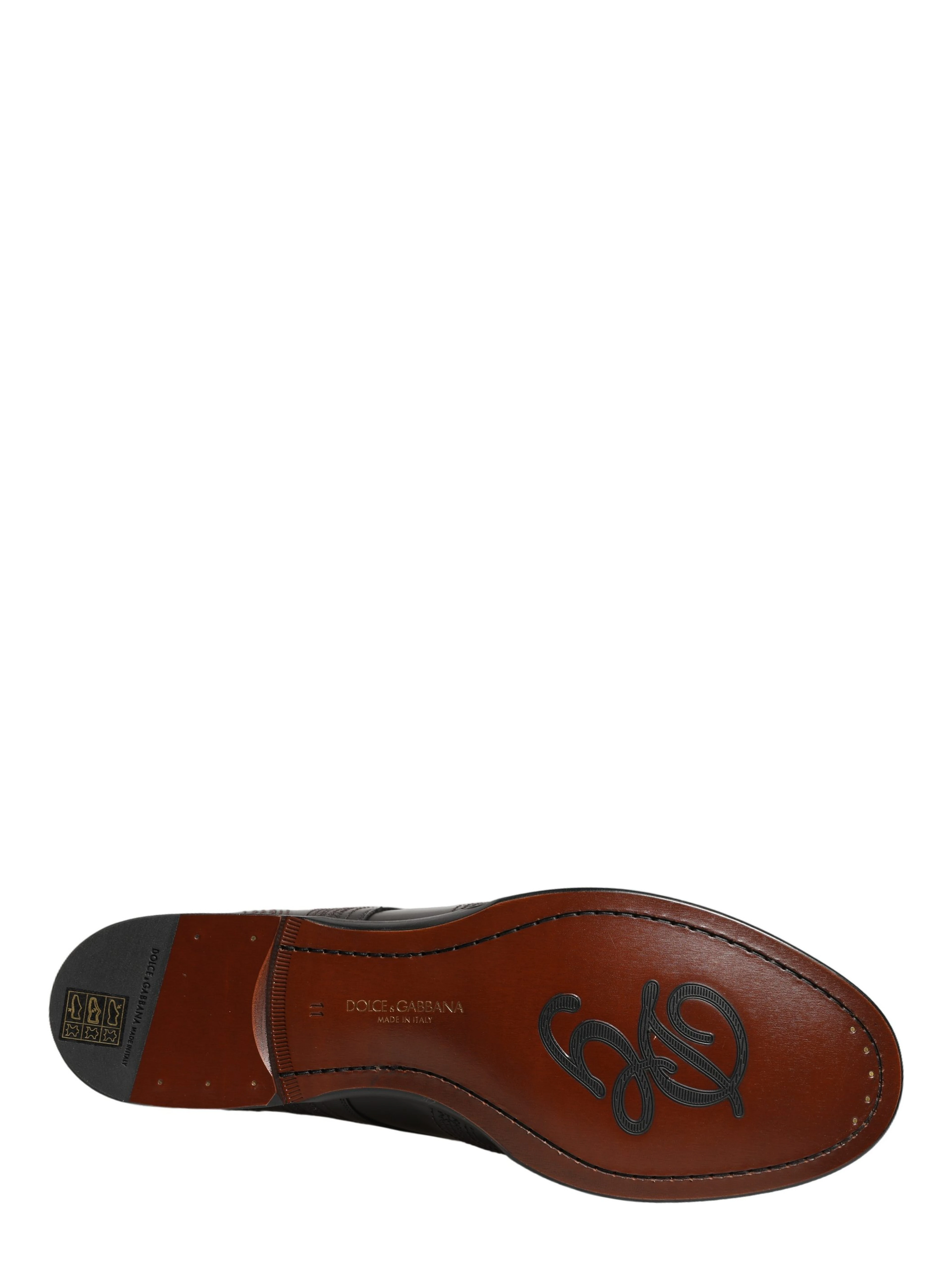 Black Embroidered Leather Derby Dress Shoes