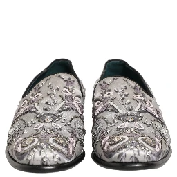 White Sequined Formal Slip On Loafers Shoes