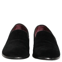 Black Velvet Cotton Loafers Formal Dress Shoes