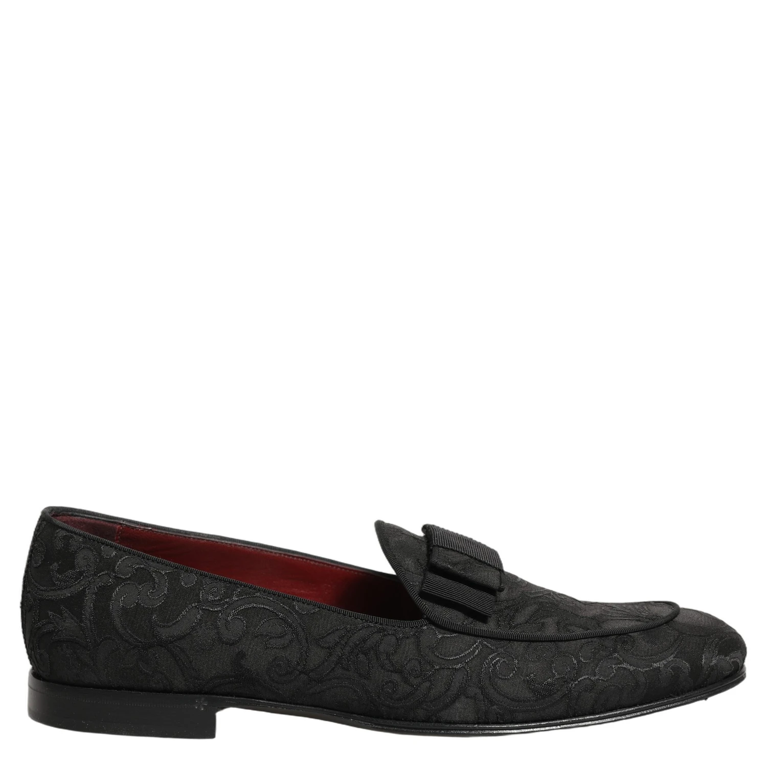 Black Floral Brocade Men Dress Loafers Shoes
