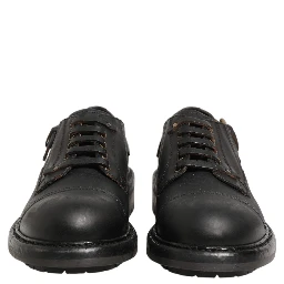 Dress Black Leather Lace Up Derby Men Shoes