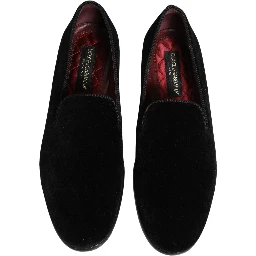 Black Velvet Cotton Loafers Formal Dress Shoes