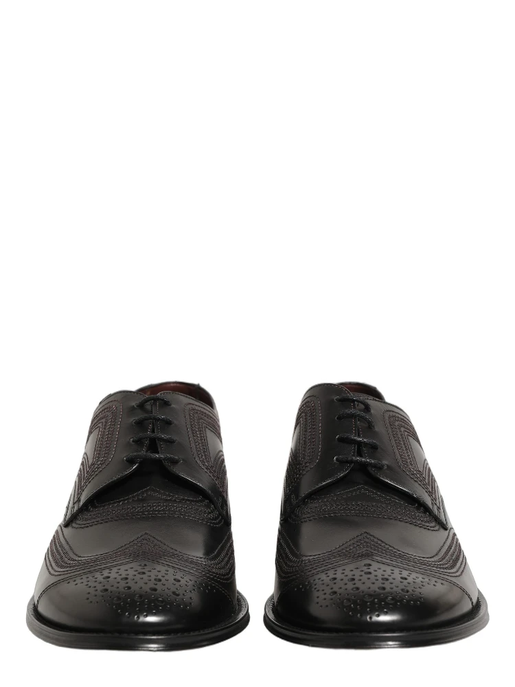 Black Embroidered Leather Derby Dress Shoes alternative