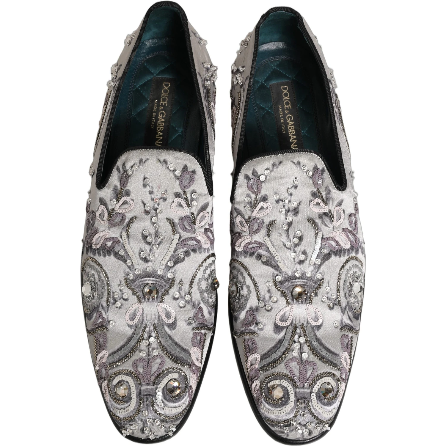 White Sequined Formal Slip On Loafers Shoes