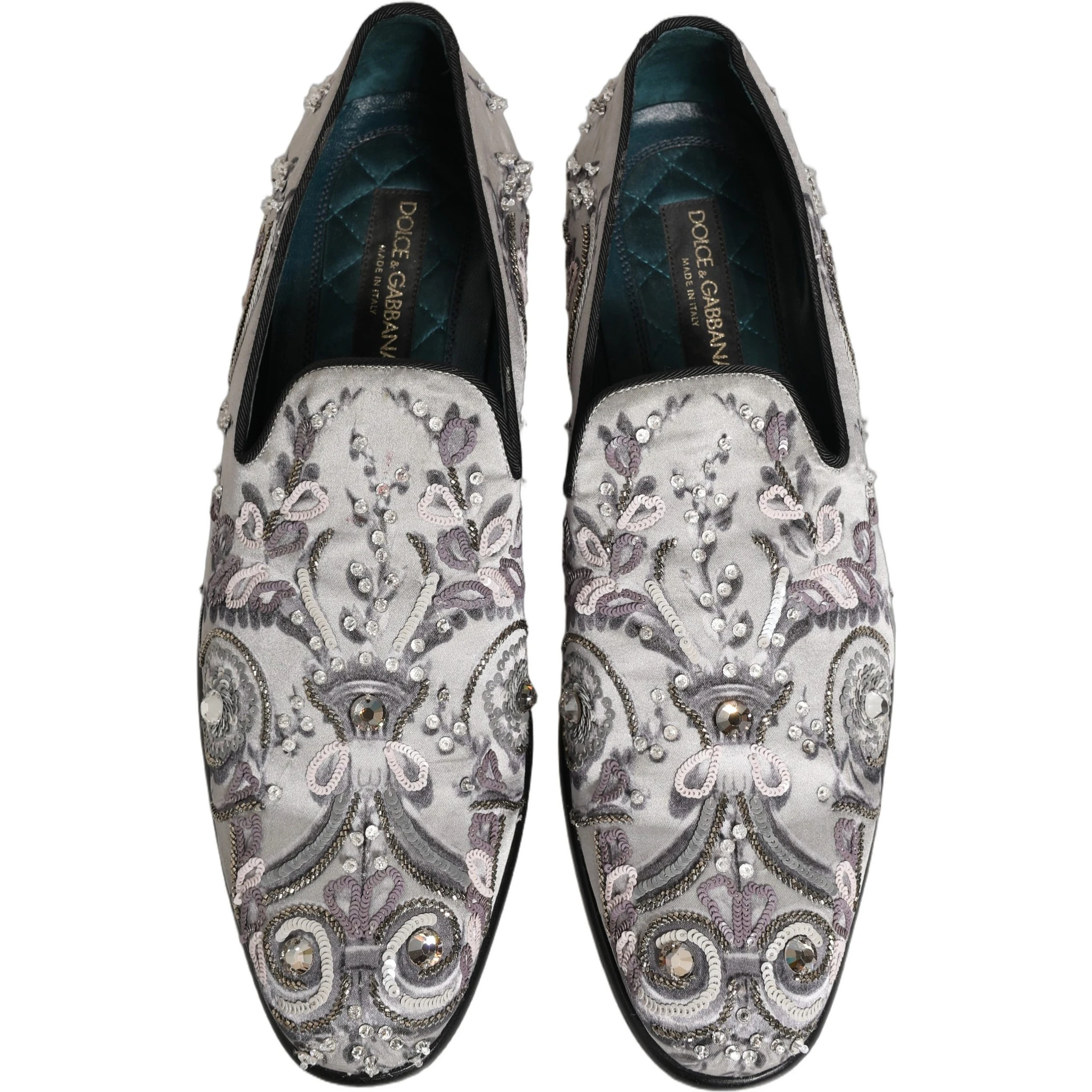 White Sequined Formal Slip On Loafers Shoes