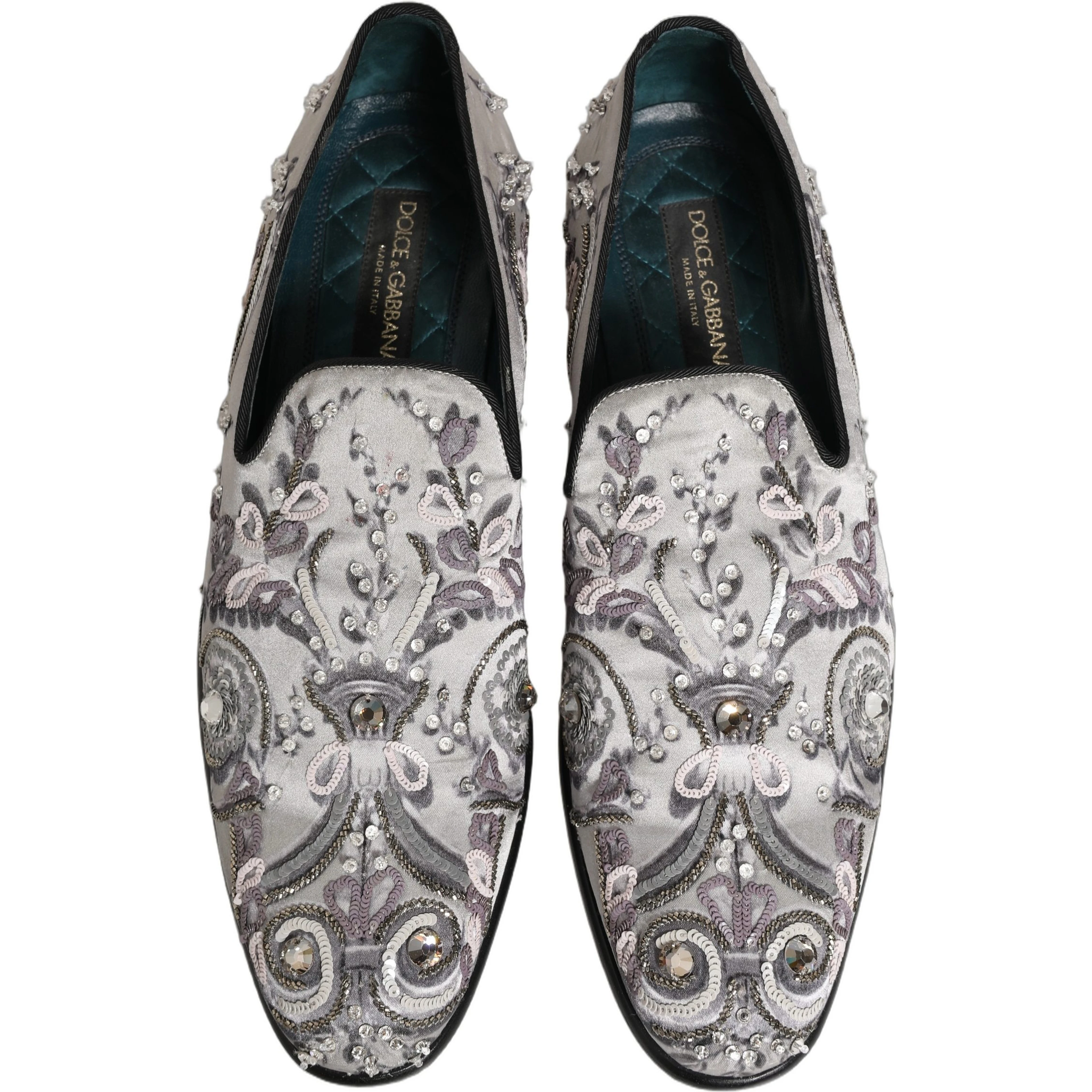 White Sequined Formal Slip On Loafers Shoes