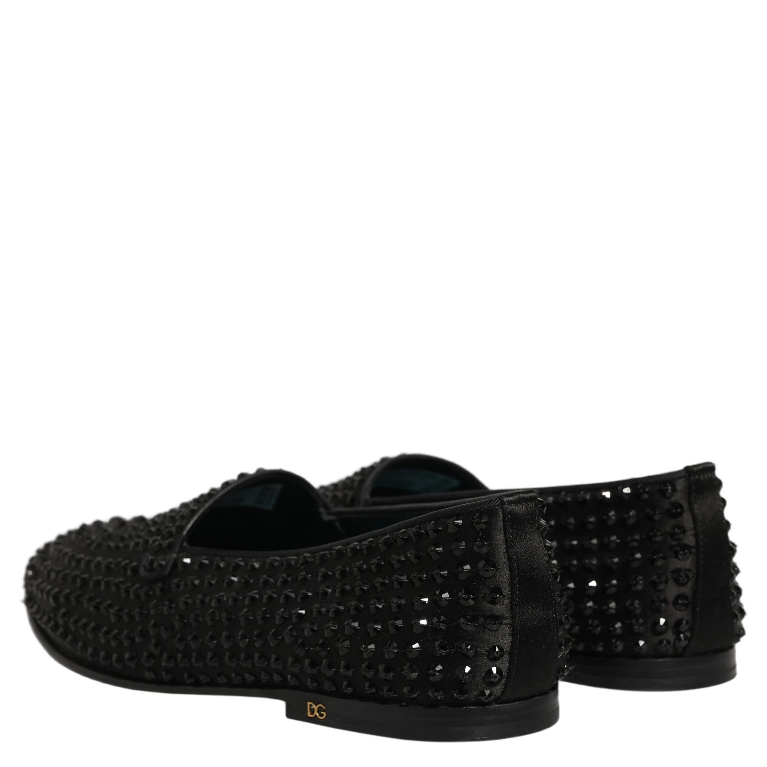 Black Rhinestone Embellished Loafers Shoes