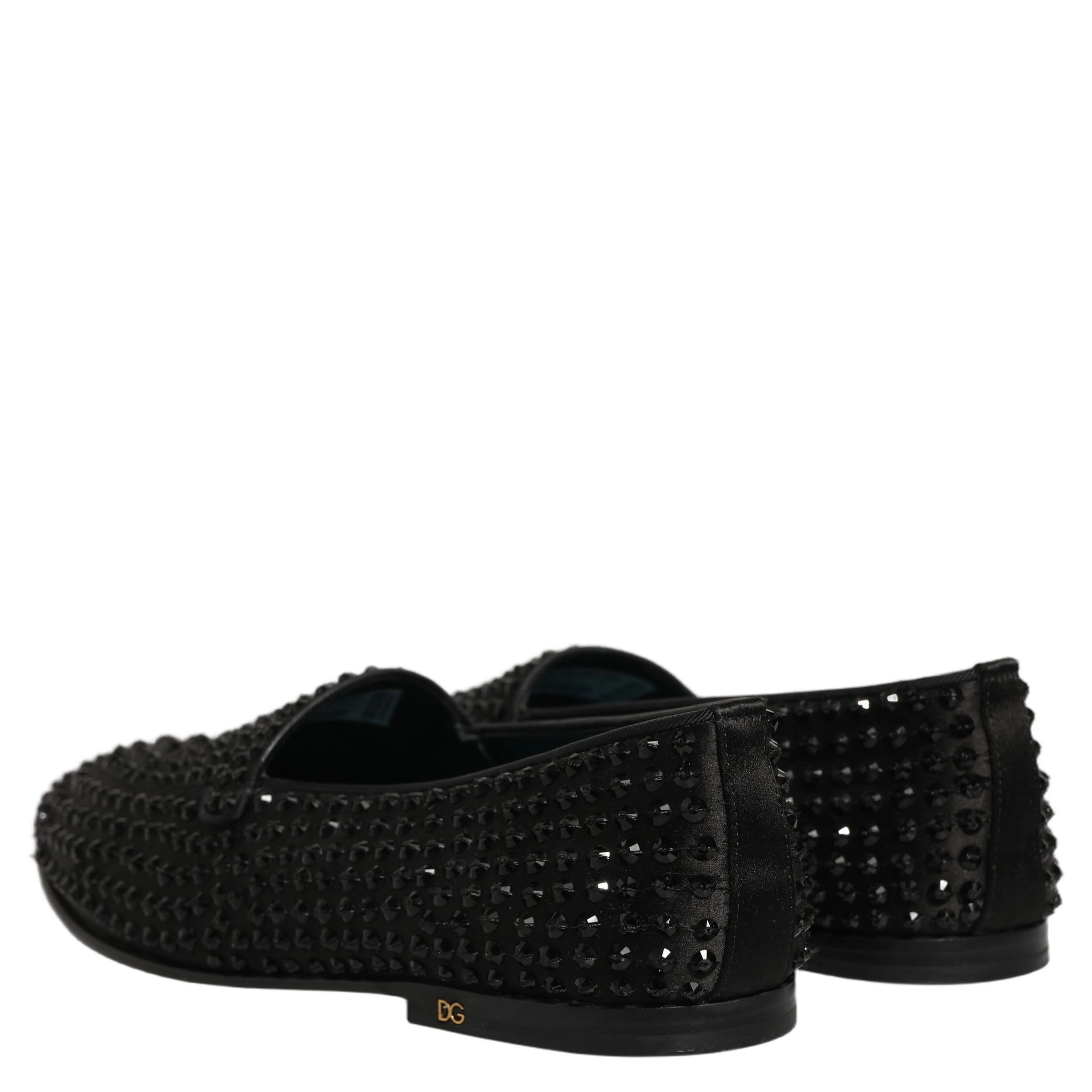 Black Rhinestone Embellished Loafers Shoes
