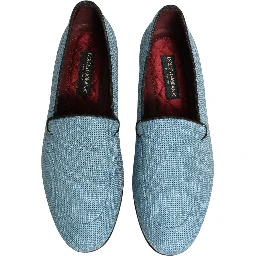 Blue Woven Men Slip On Dress Loafers Shoes