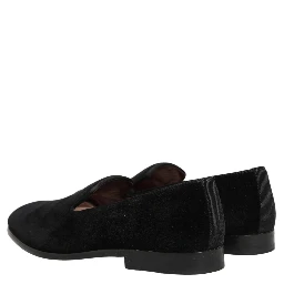 Black Velvet Cotton Loafers Formal Dress Shoes
