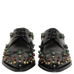 Black Leather Derby Dress Studded Formal Shoes