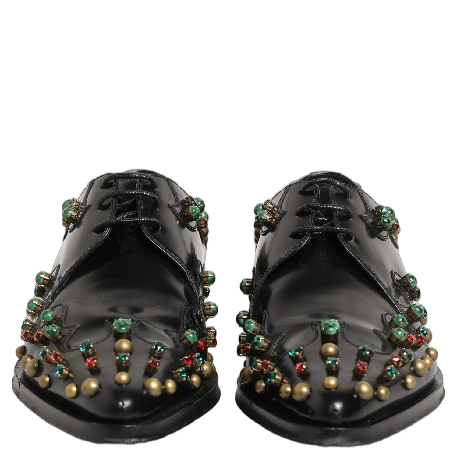 Black Leather Derby Dress Studded Formal Shoes