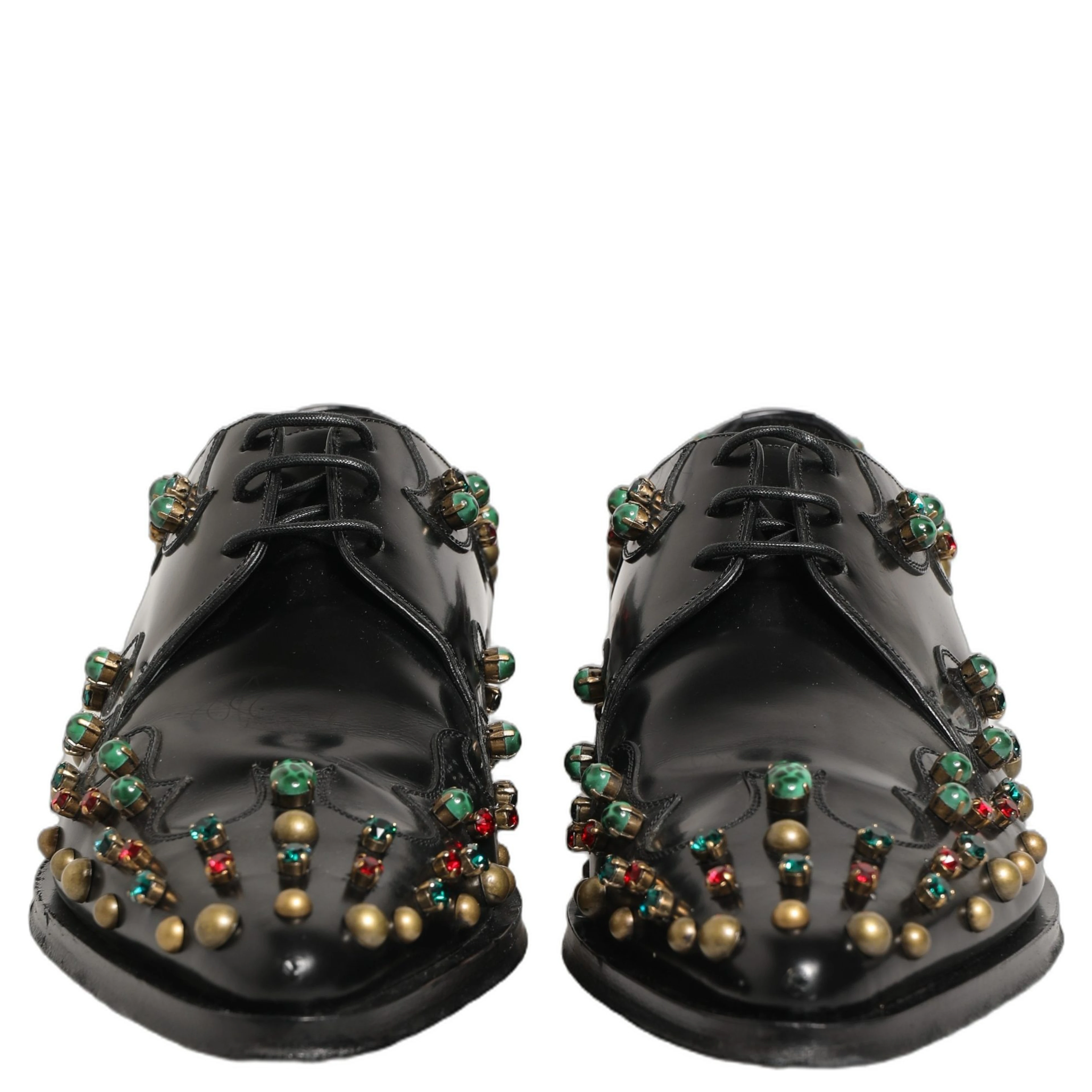 Black Leather Derby Dress Studded Formal Shoes