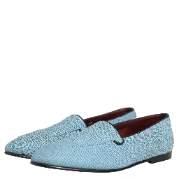 Blue Woven Men Slip On Dress Loafers Shoes