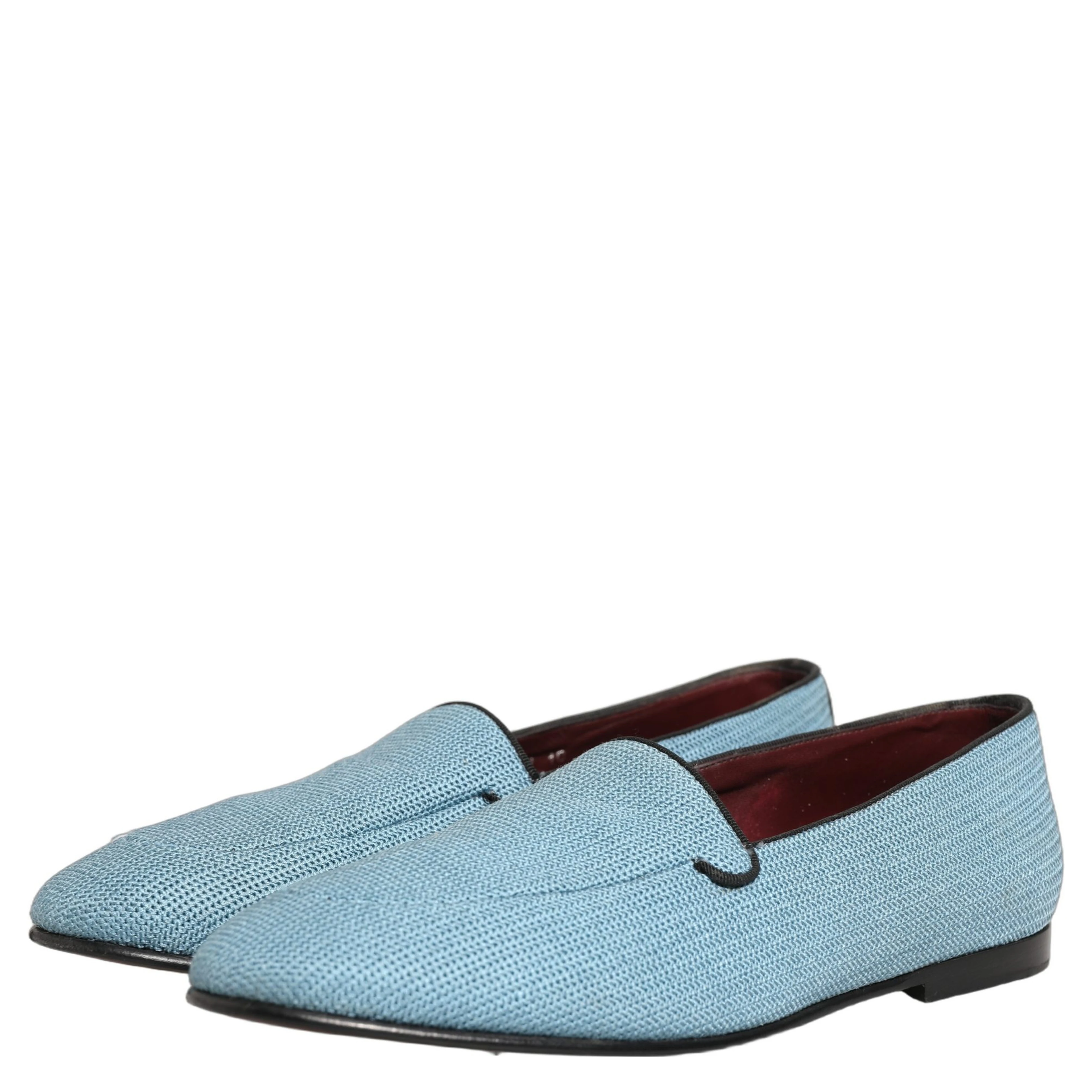 Blue Woven Men Slip On Dress Loafers Shoes