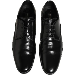 Black Leather Men Derby Dress Formal Shoes