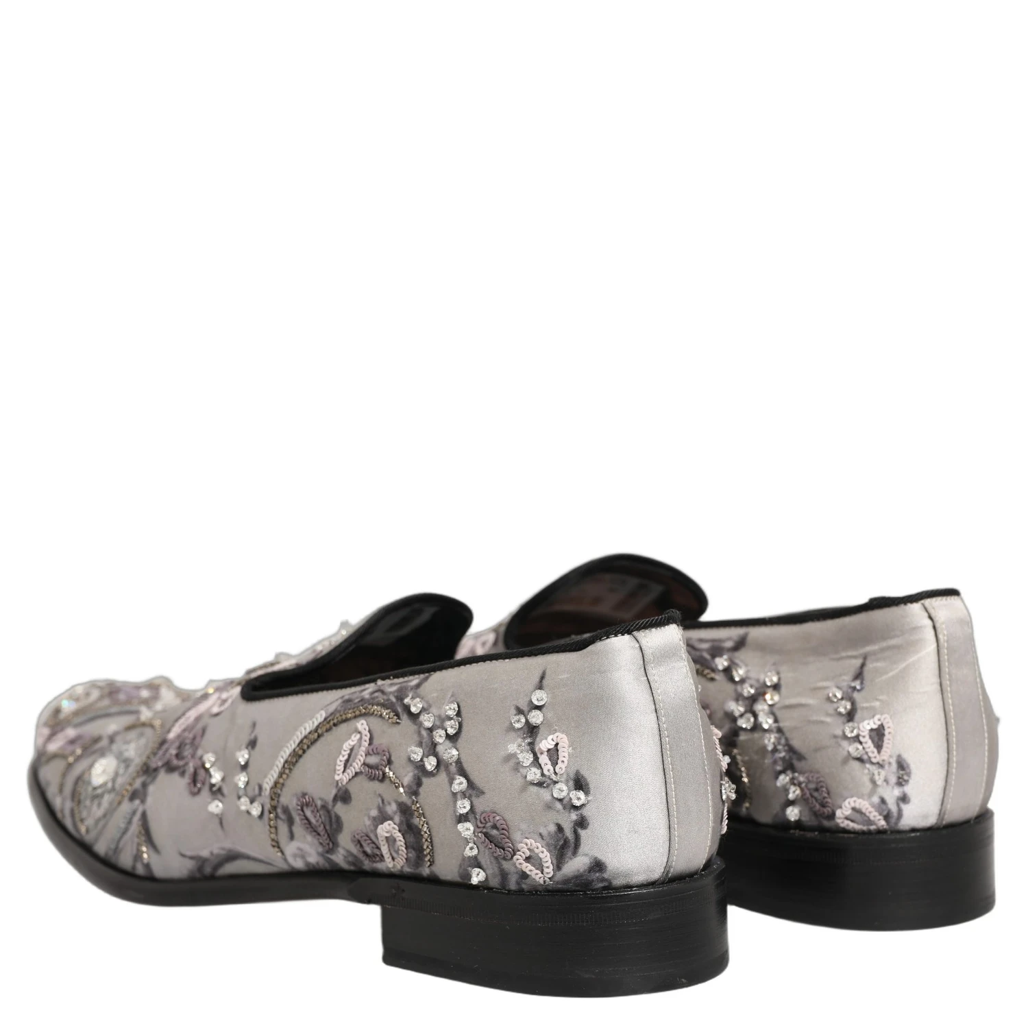 White Sequined Formal Slip On Loafers Shoes