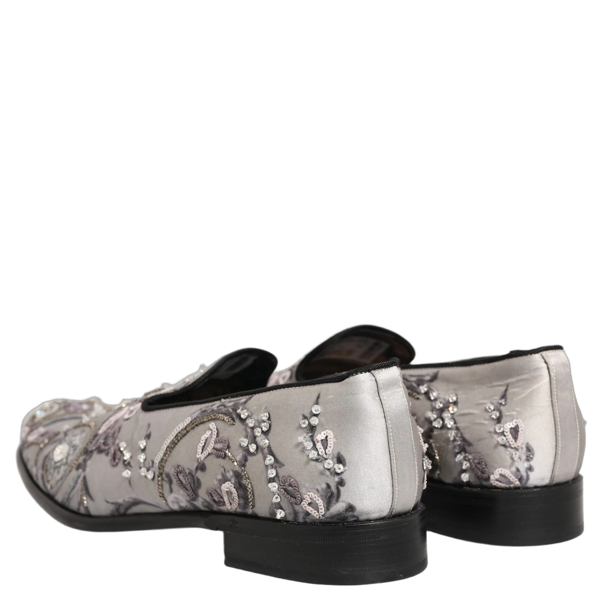 White Sequined Formal Slip On Loafers Shoes