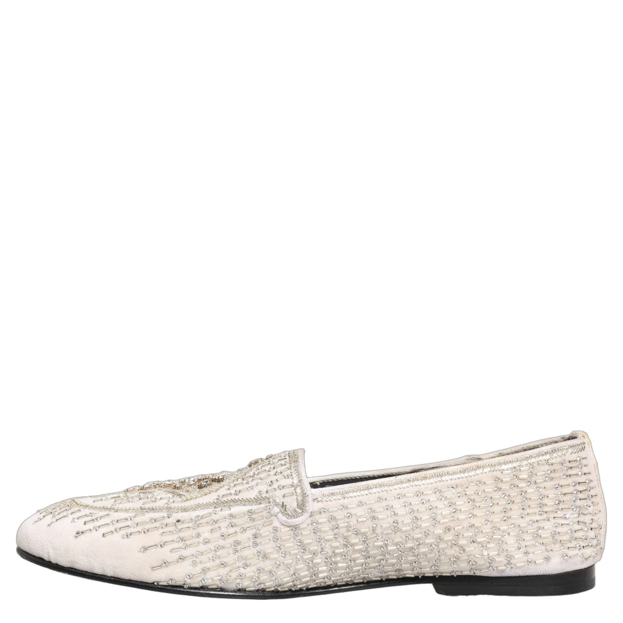 White Satin Embellished Dress Loafers Shoes