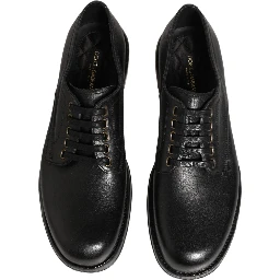 Black Leather Lace Up Derby Dress Men Shoes