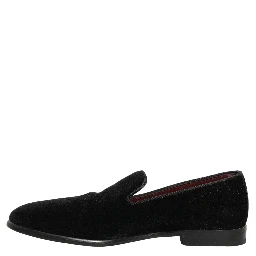 Black Velvet Cotton Loafers Formal Dress Shoes