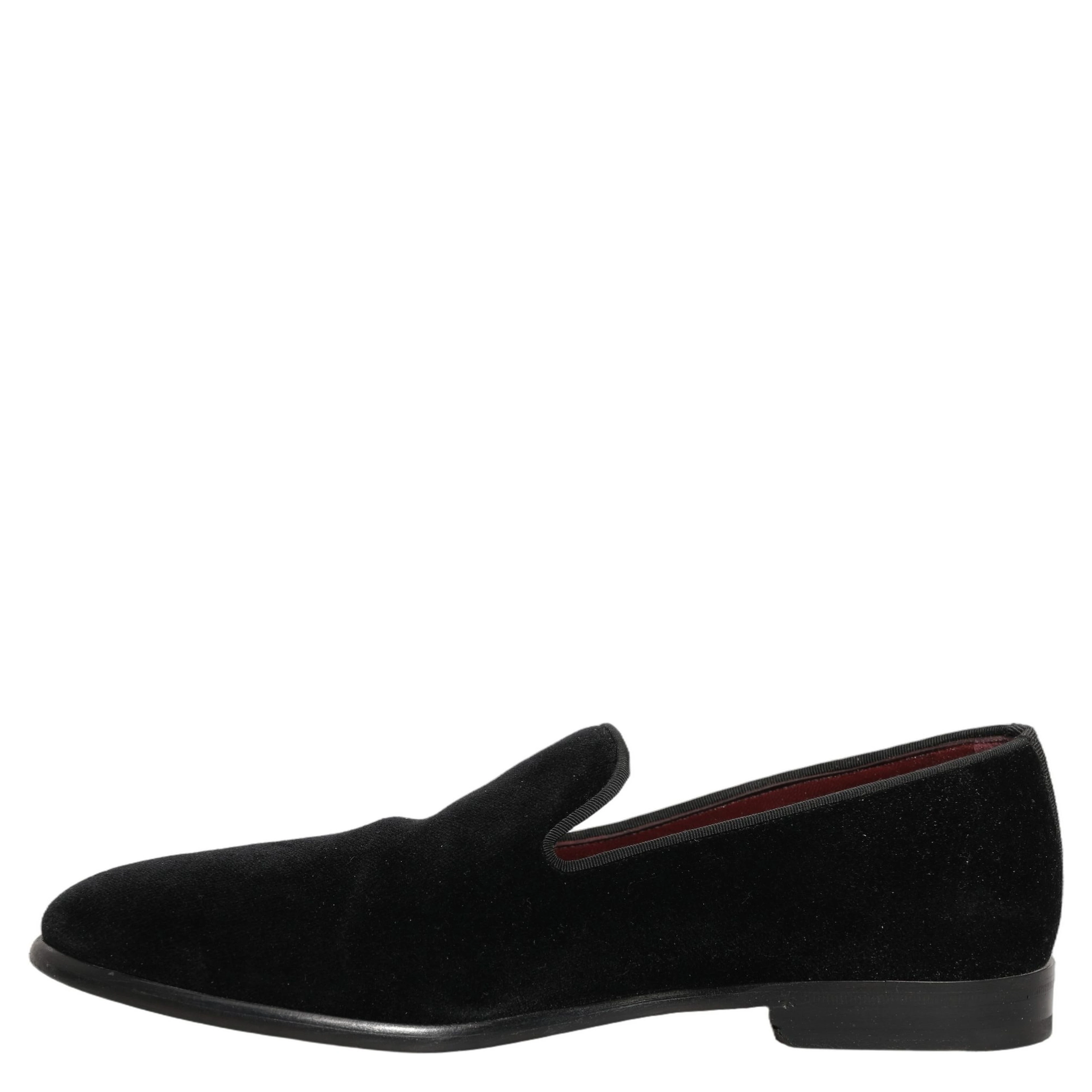 Black Velvet Cotton Loafers Formal Dress Shoes