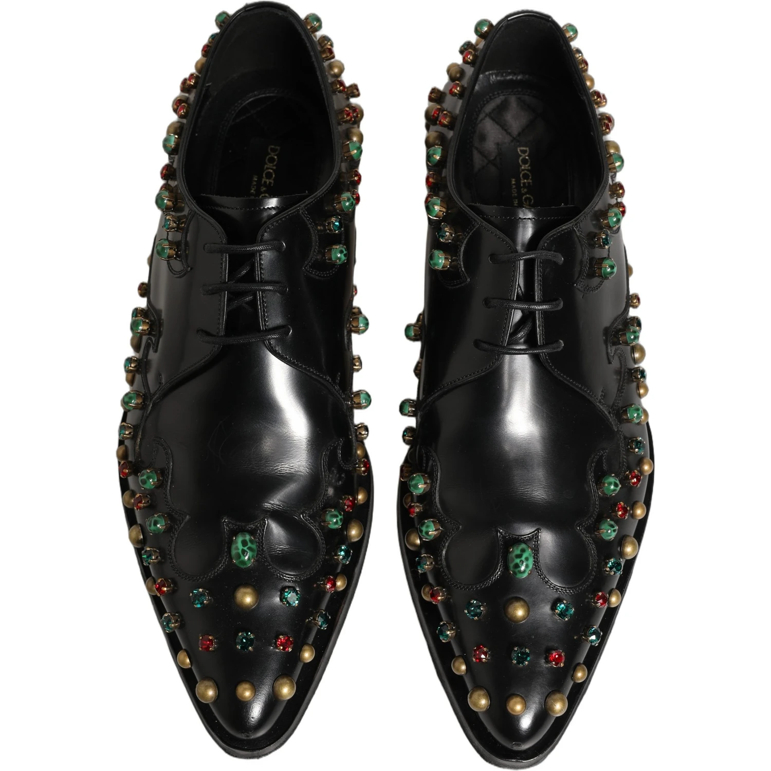 Black Leather Derby Dress Studded Formal Shoes