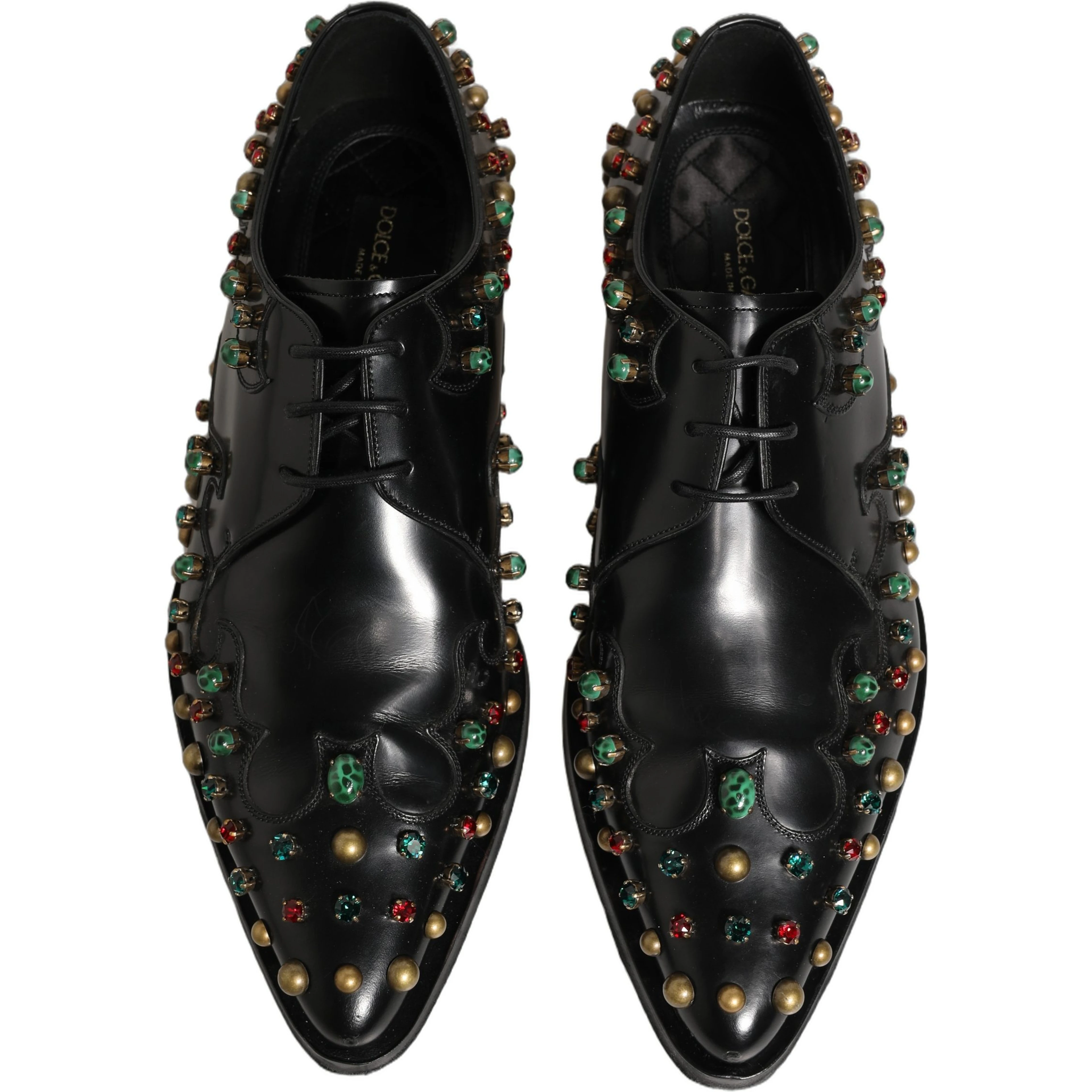 Black Leather Derby Dress Studded Formal Shoes